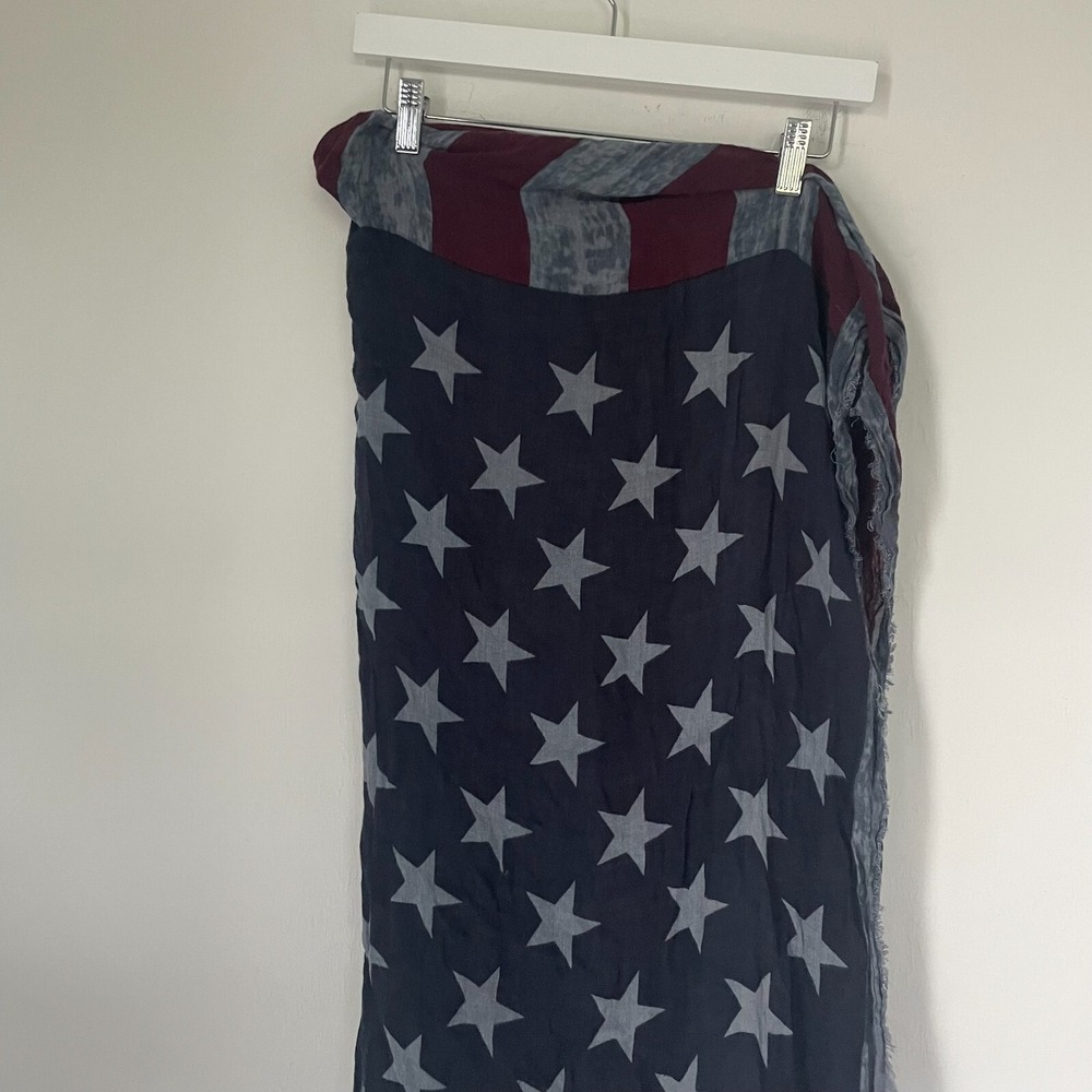 American Flag‎ Scarf Distressed 4th of July Woman's Infinity Wrap Blue 29"Length - Picture 2 of 10